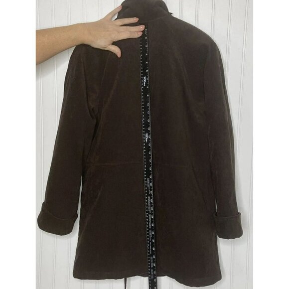 Fleet Street Women’s Faux Suede Toggle Button Zip Front Chocolate Brown Jacket-S - Picture 14 of 16